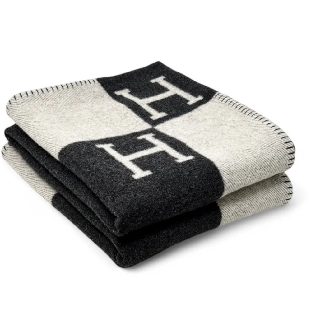 HERMES GRIS FONCE AVALON THROW BLANKET